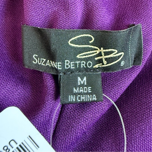 Suzanne Betro Lace Long Sleeve Purple V Neck Boho Evening Party Cocktail Dress M - Picture 14 of 16